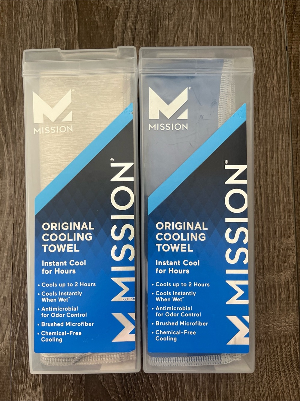 2 -Cooling Towels Mission— Blue and Light Gray